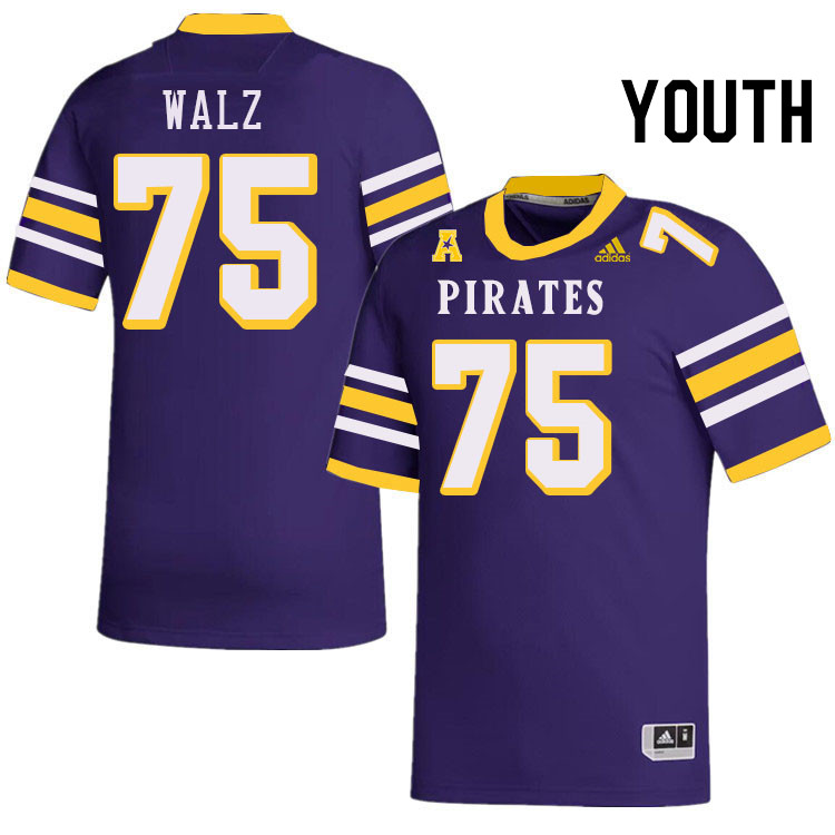 Youth #75 Kenny Walz ECU Pirates College Football Jerseys Stitched-Throwback